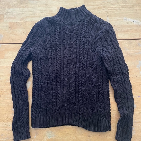 Chaps Chocolate Brown Cable Knit Turtleneck Sweater - Picture 1 of 4